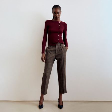 Pantalón Cuadros Sfera Mujer Rojo 44