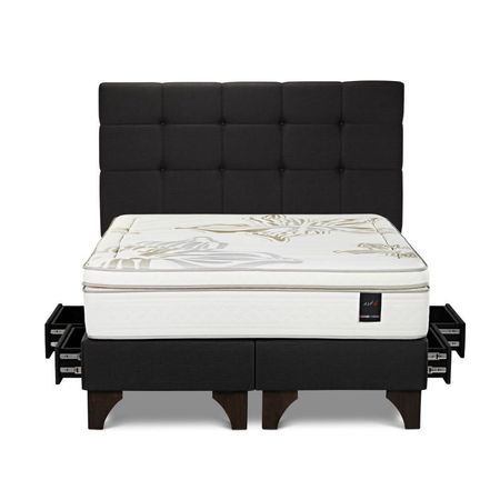 Dormitorio Europeo con Cajones Art 4 Queen + Respaldo Issey Grafito