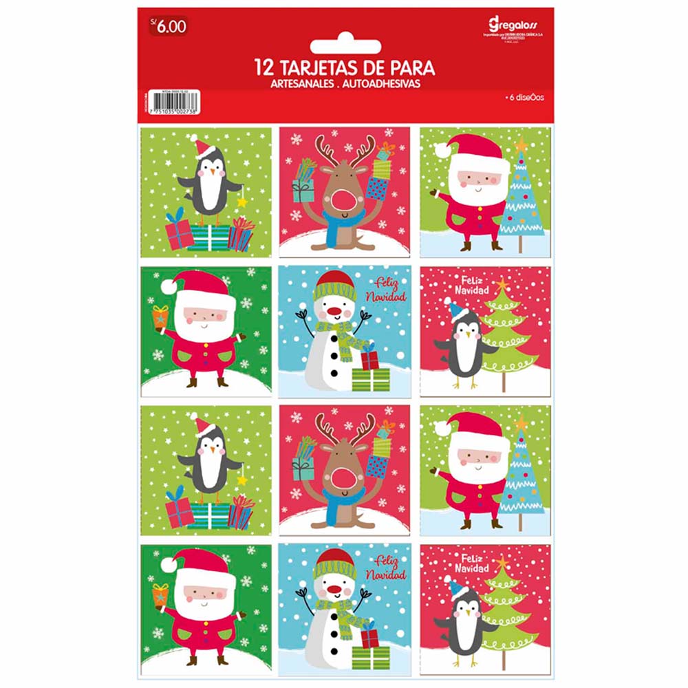 Tarjeta De: Para: con Glitter x12 DGREGALOS