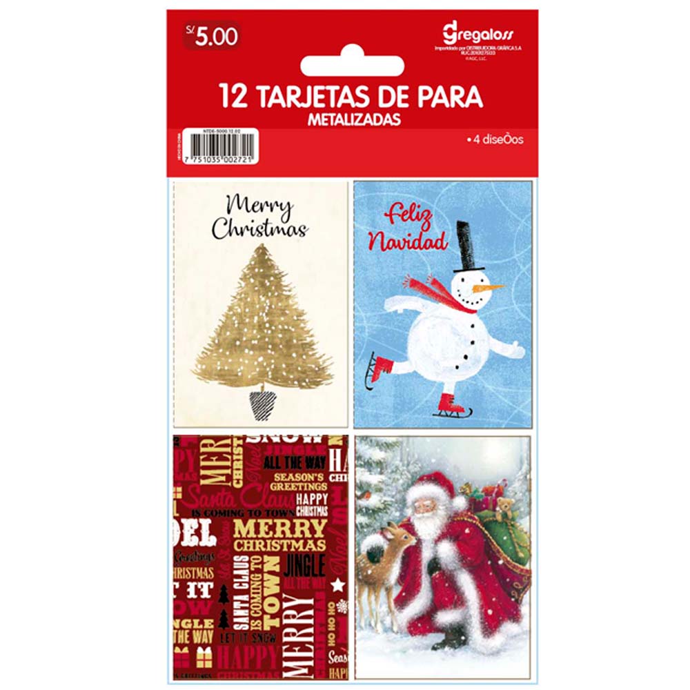 Tarjeta De: Para: Foil x12 DGREGALOS