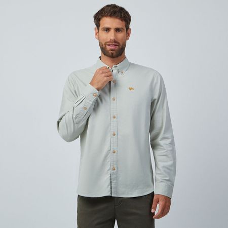 Camisa Hombre Lino Solid Manga Larga The Royal Parks  MENTA M