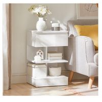 Velador Mesa de Noche Marleny color Blanco 1 cajón TU MESITA