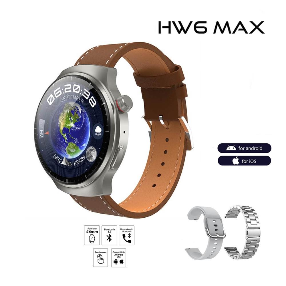 Smartwatch HW6 Max Amoled Marrón Triple Correa
