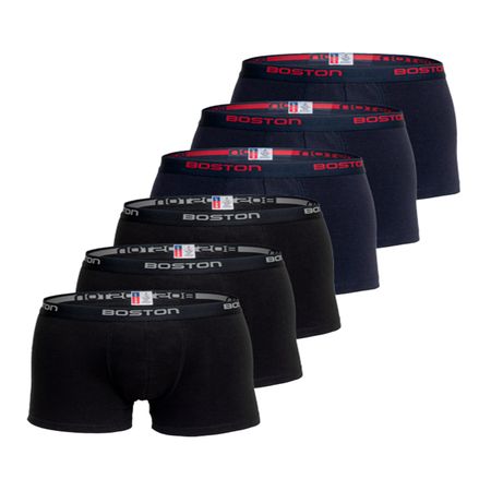 Pack X 6 Boxer Corto Rib Licrado Boston 3 Negro Y 3 Marino PACK X 6 BOXER CORTO BOSTON