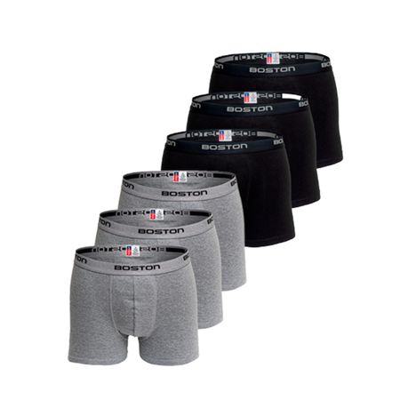 Pack X 6 Boxer Corto Rib Licrado Boston 3 Negro Y 3 Gris PACK X 6 BOXER CORTO BOSTON