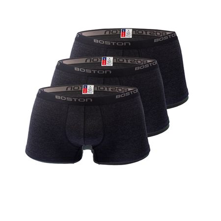 Pack X 3 Boxer Corto Rib Licrado Boston Negro Jaspeado PACK X 3 BOXER CORTO BOSTON