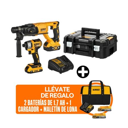 Combo Dewalt Inalámbrico DCK260D1P1T-K5: Rotomartillo SDS Plus 20V + Atornillador de Impacto + Bateria