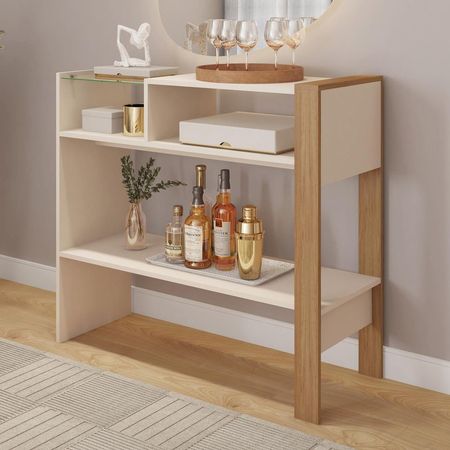 Mesa Lateral Escada Buriti Blanco/Rovere