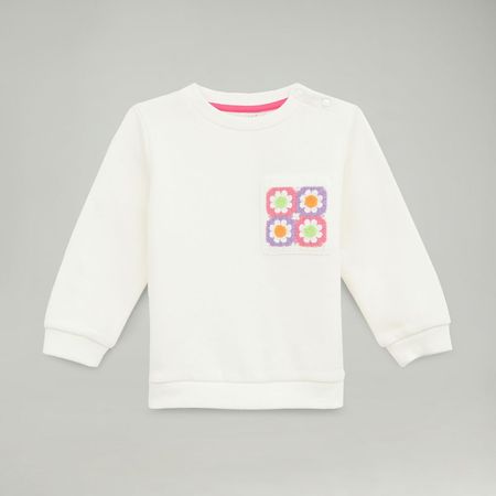 Polera Para Bebe Niña Baby Circus Flowers Pocket Ecru Talla 6M