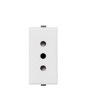 DADO TOMACORRIENTE TRES EN LINEA CON TIERRA DE 1 MODULO SINTHESI S22 BLANCO