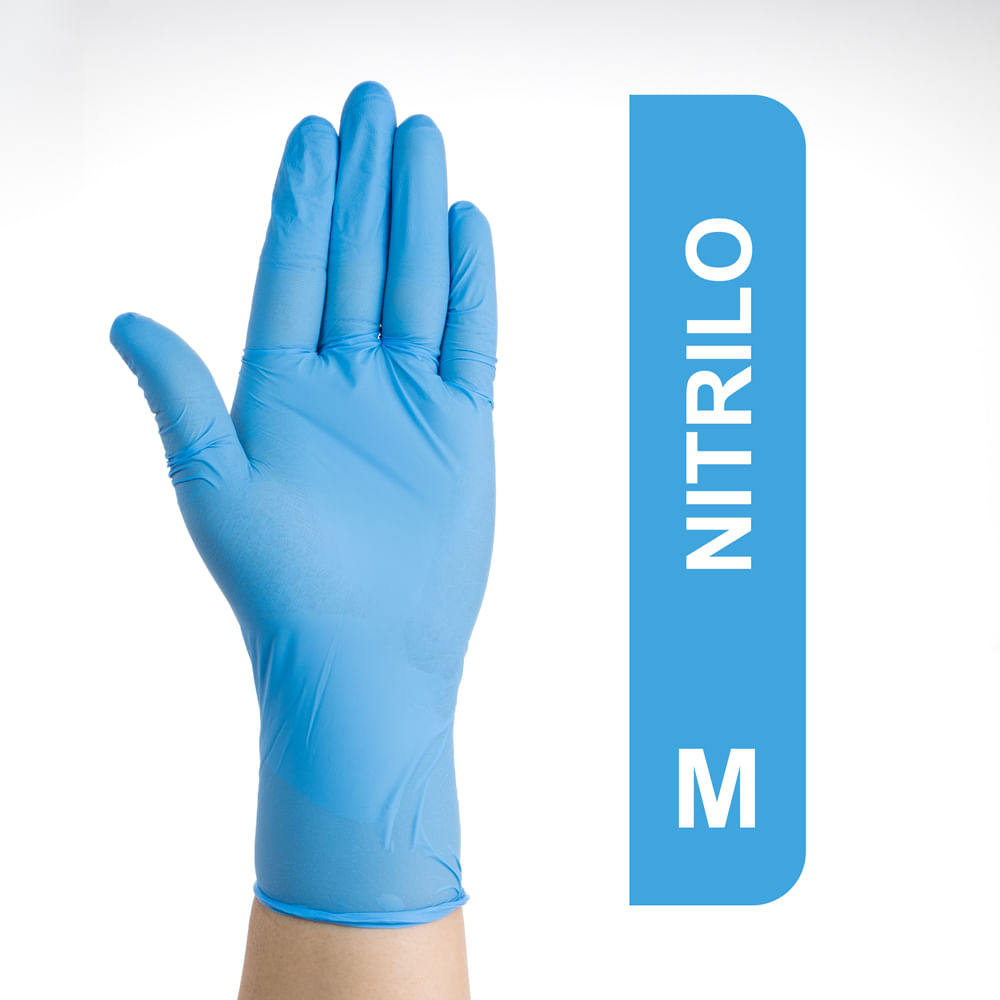 Guantes De Nitrilo Descartables Celestes Talla M Caja 100 Und