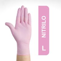 Guantes De Nitrilo Descartables Rosados Talla L Caja 100 Und