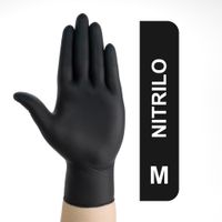 Guantes De Nitrilo Descartables Negros Talla M Caja 100 Und