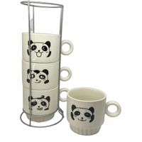 Set de 4 Tazas Apilables con Diseños Divertidos
