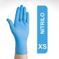 Guantes De Nitrilo Descartables Celestes Talla XS Caja 100 Und
