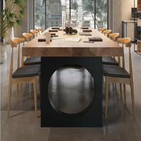 MESA TRABAJO CONFERENCIA DMUEBLES MADERA 300 CM + 8 SILLONES NEGRO