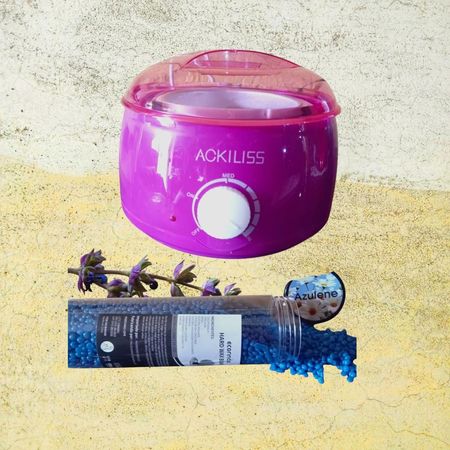 OLLA PARA CERA FUCSIA PACK CON CERA DEPILADORA AZULENE 400 Gr