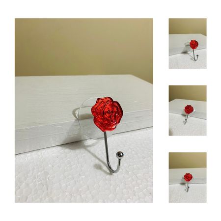 Gancho Colgador Adhesivo Generico Rosas Rojo Pack 3 Unidades