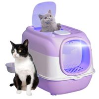 Arenero Led Doble Puerta para Gatos contra Bacterias Lila
