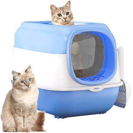 Arenero Led Doble Puerta para Gatos contra Bacterias Azul