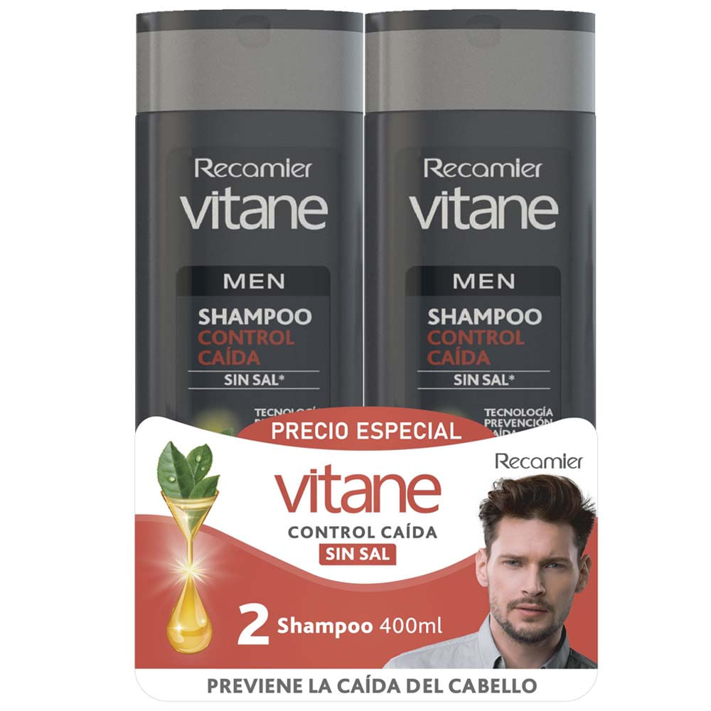 Pack VITANE Shampoo Men Control Caída 2un Frasco 400ml