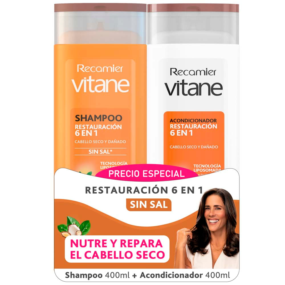 Pack VITANE Shampoo + Acondicionador Restauración 6 en 1 Frasco 2un x 400ml