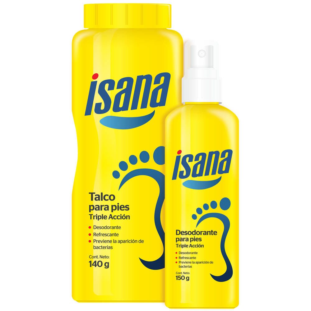 Talco para Pies ISANA Triple Acción Frasco 140g + Spray Frasco 150ml plazaVea Supermercado Talco para Pies ISANA Triple Acción Frasco 140g + Spray Frasco 150ml plazaVea Supermercado