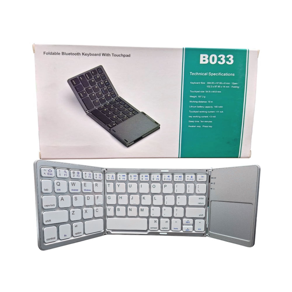 Mini Teclado Inalambrico Bluetooth Plegable - Plateado