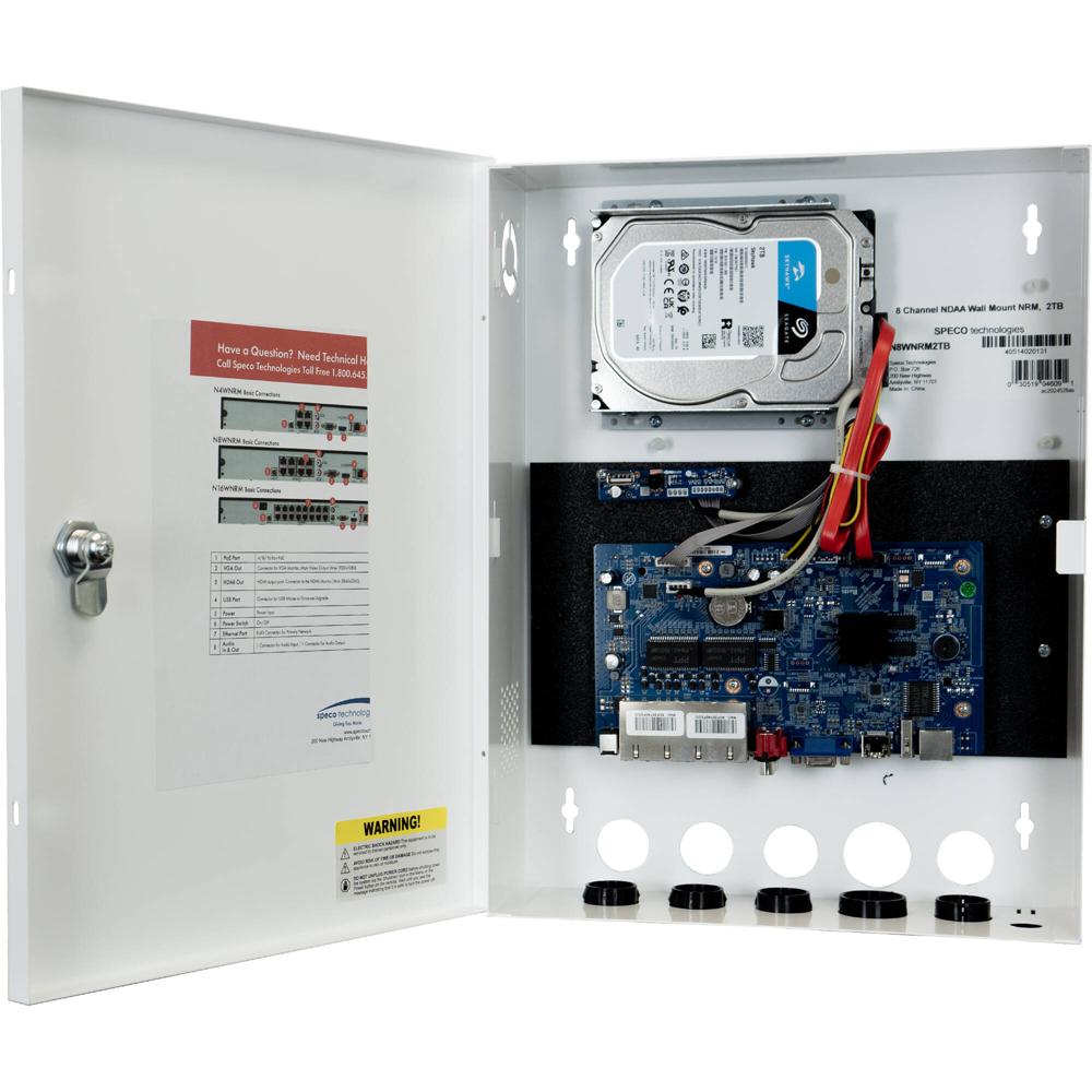 NVR 4 Canales 4K H.265 Speco Technologies N4WNRM con 2TB HDD - Soporta 4 Cámaras, 64 Usuarios, Salid