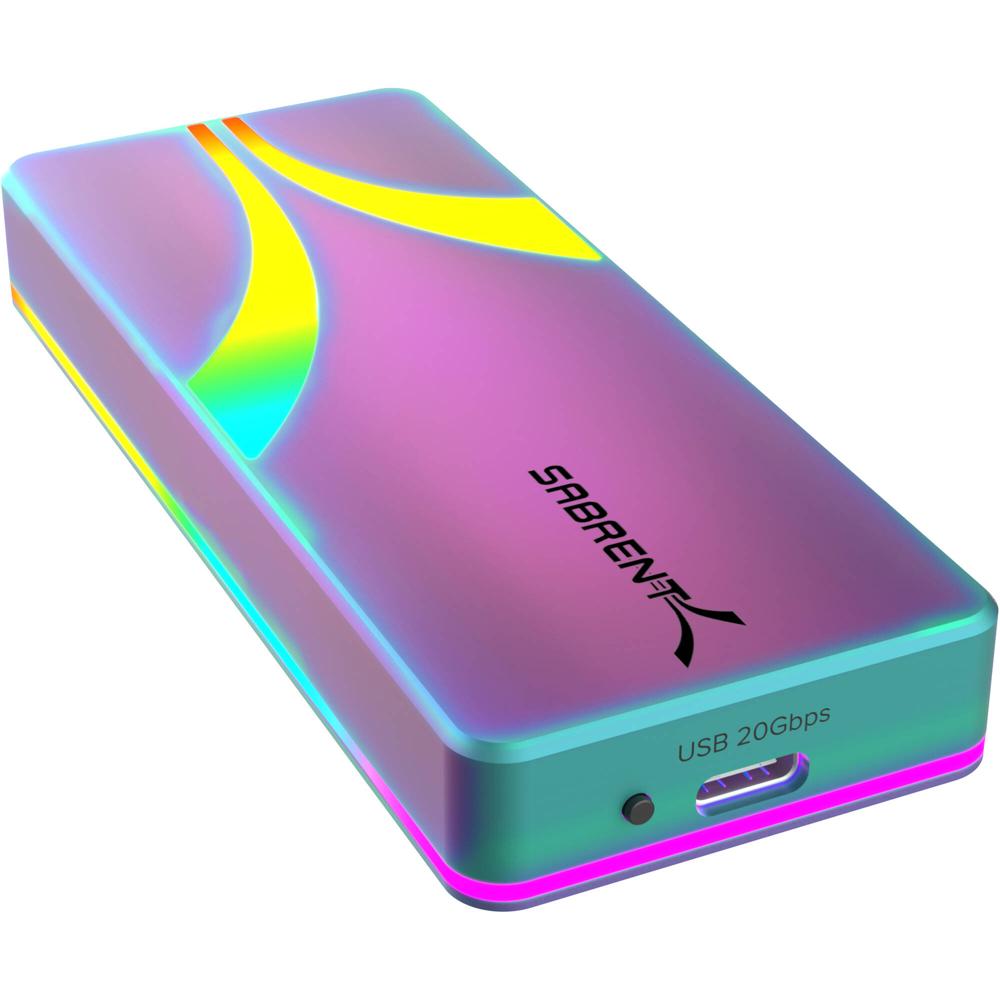 Sabrent Rocket RGB USB-C M.2 SATA/NVMe SSD Enclosure (Edición Especial) - Soporta SSD M.2 NVMe/SATA,