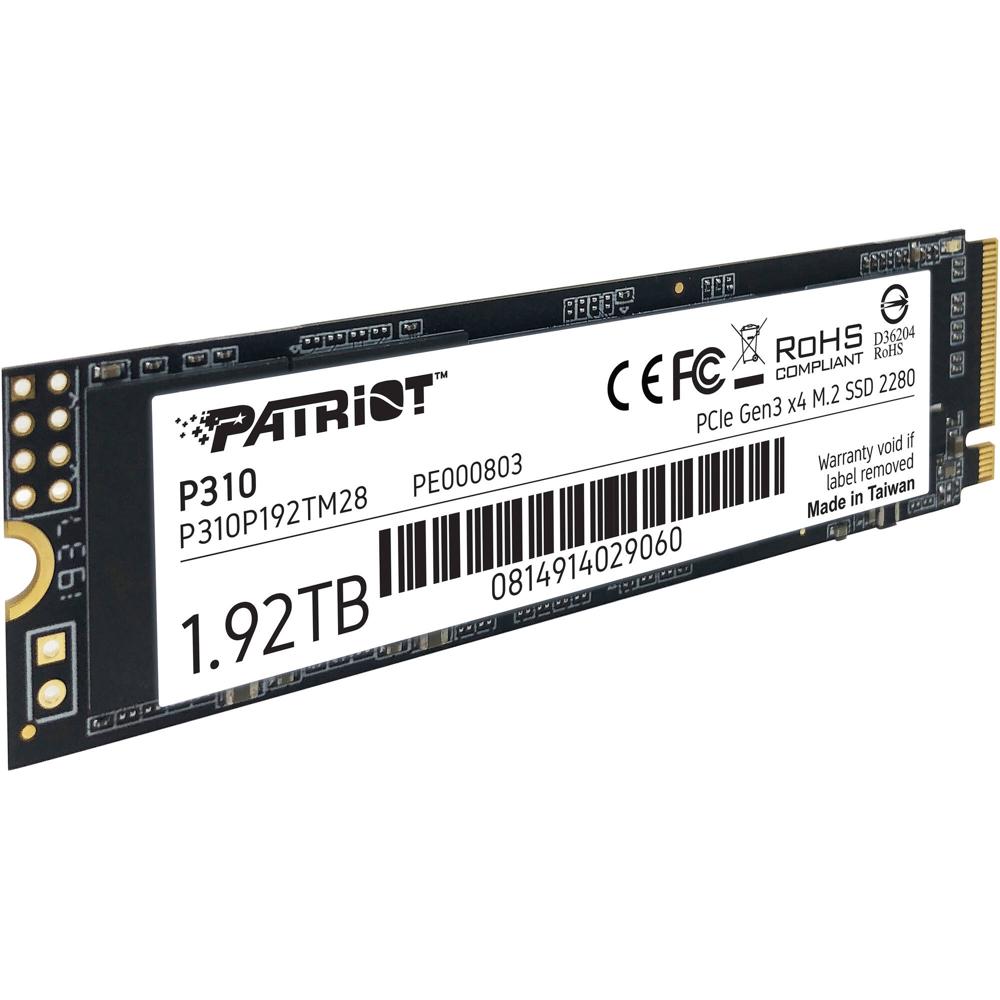 Patriot P310 1.92TB SSD M.2 PCIe 3.0 NVMe - 2100 MB/s Lectura, 1800 MB/s Escritura, 4K IOPS, Protecc