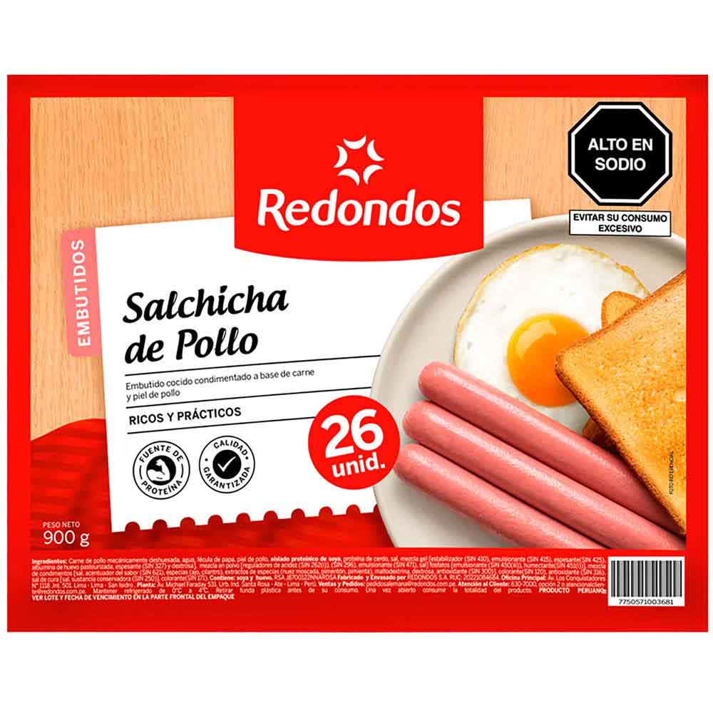 Salchicha de Pollo REDONDOS Paquete 900g