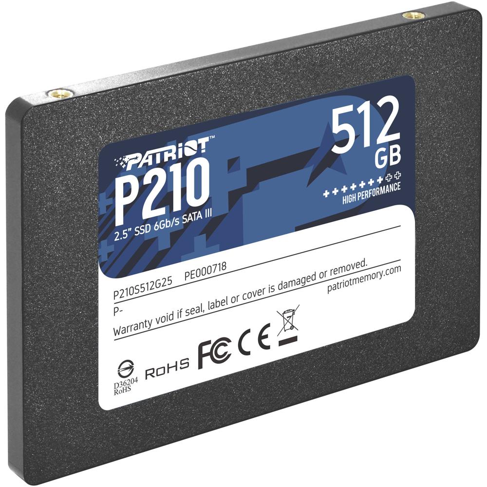 Patriot 512GB P210 SSD SATA III 2.5"" - 520 MB/s Lectura, 430 MB/s Escritura