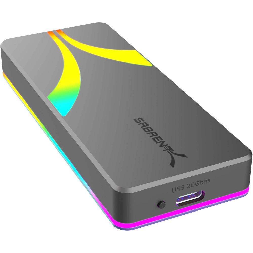 Sabrent Rocket RGB USB-C M.2 SATA/NVMe SSD Enclosure - Soporta M.2 2230/2242/2260/2280, 20 Gb/s Tran