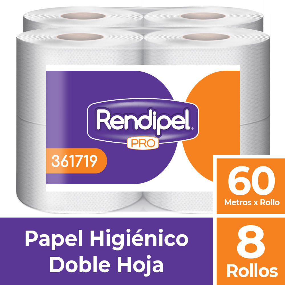 Papel Higiénico RENDIPEL Pro 60Mts Bolsa 8un