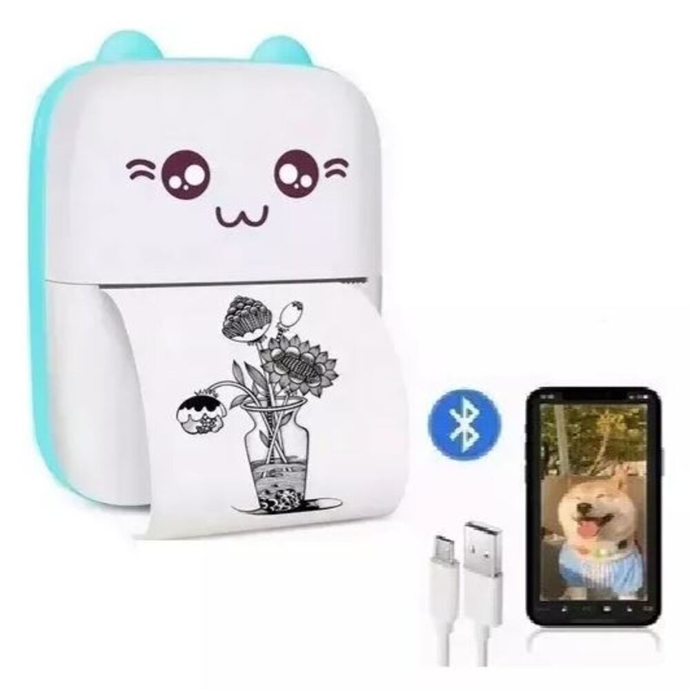 Mini impresora portatil termica inalámbrica - Celeste