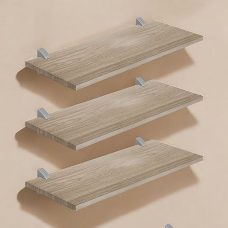 Kit de repisas 3x2 rectangular 1.5x60cm Roble con soporte Prat-K