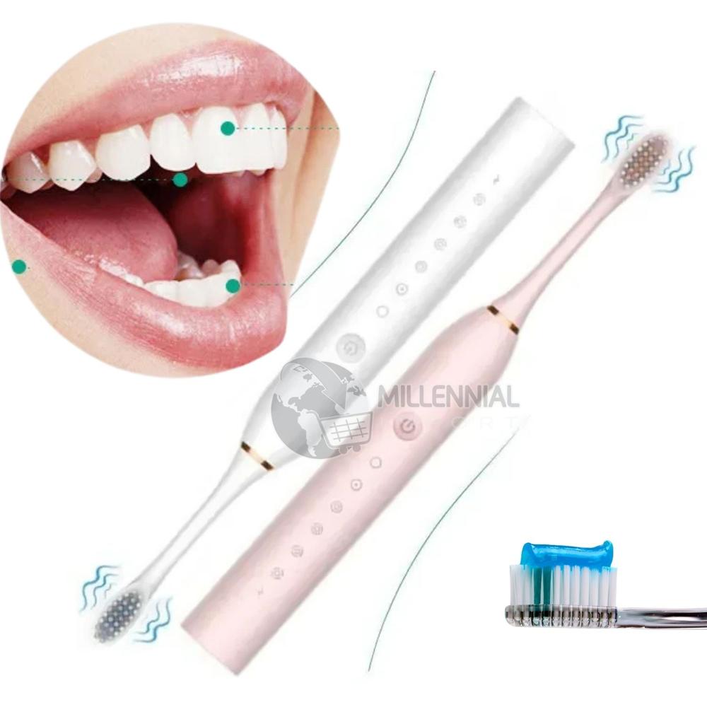Cepillo de Dientes Eléctrico con Cuatro repuestos Recargable Mujer