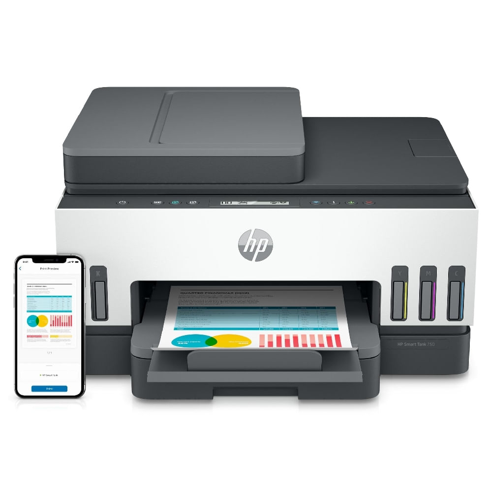 Impresora Multifuncional HP Smart Tank 750 con Conectividad WiFi