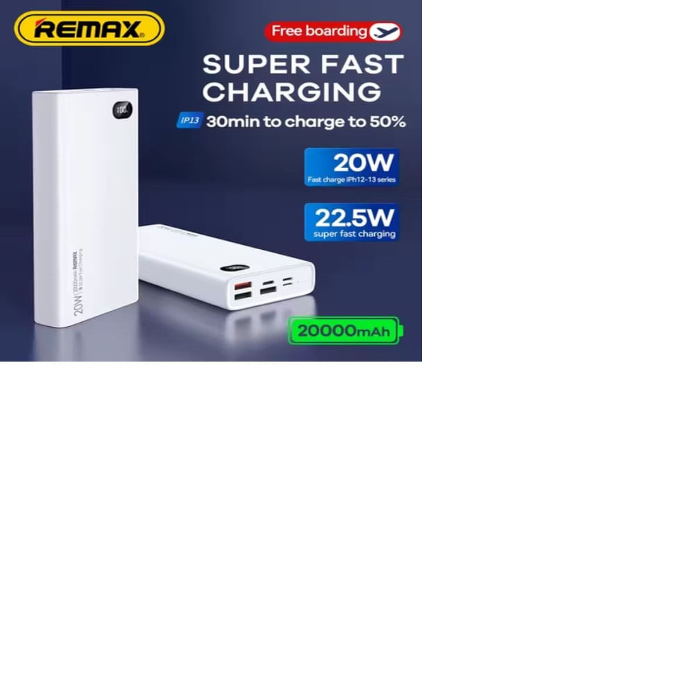 Cargador portátil Remax modelo rpp 292 20000mah pd20w qc22.5w blanco