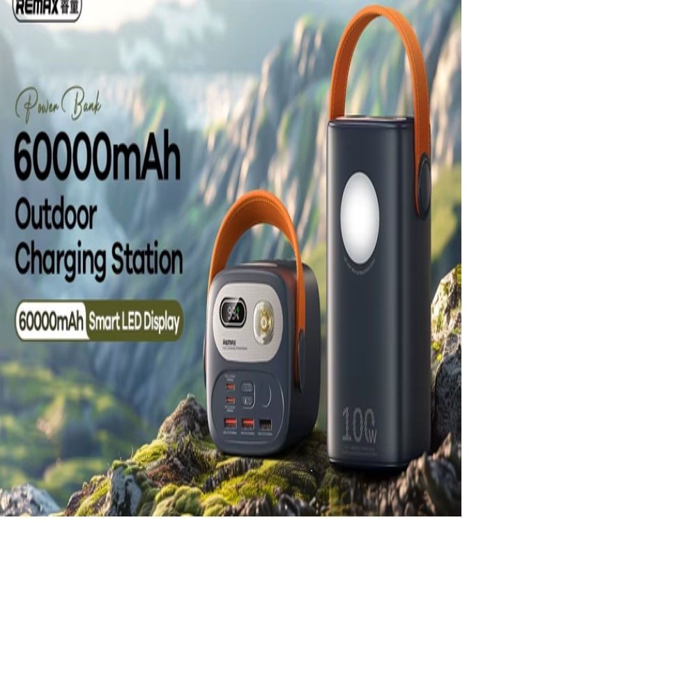 Cargador portátil Remax modelo rpp 100 with light 60000 mah 100w 22.5w azul