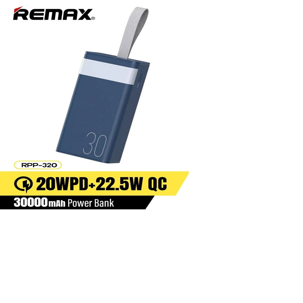 Cargador portátil Remax modelo rpp 320 30000mah pd20w qc22.5w azul