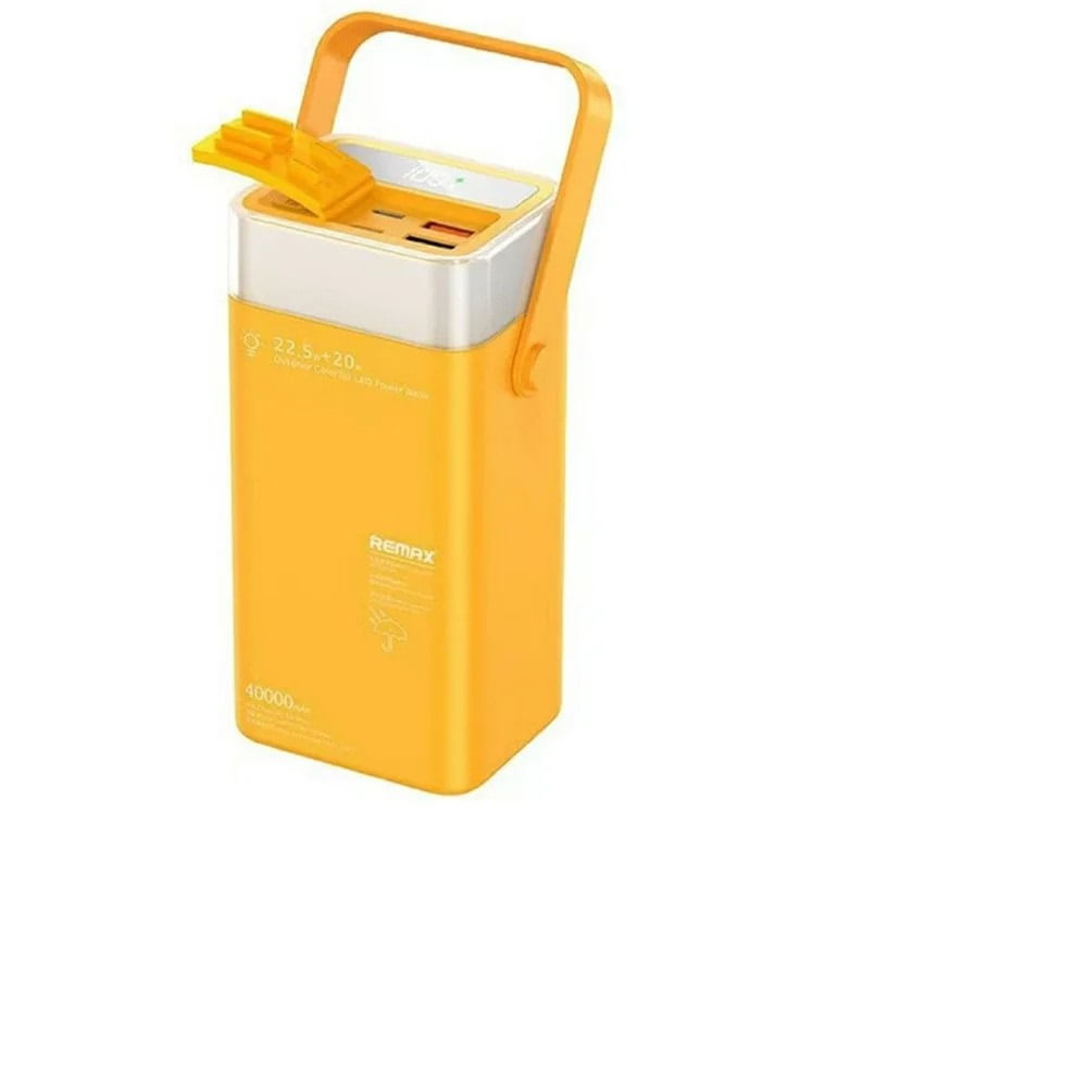 Cargador portátil Remax modelo rpp 596 40000mah pd20w qc22.5w amarillo