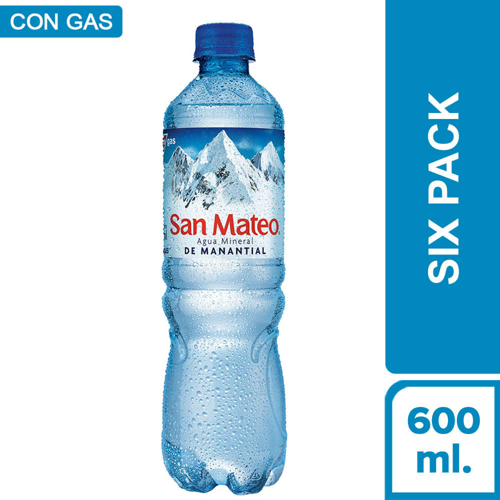 San Mateo 19 23 30 Agua Mineral SAN MATEO Con Gas Botella 600ml Paquete 6un | plazaVea