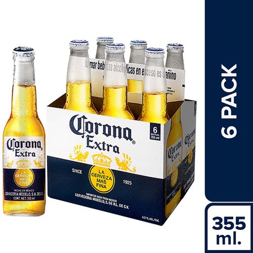 Cerveza CORONA Extra 6 Pack Botella 355ml | plazaVea - Supermercado