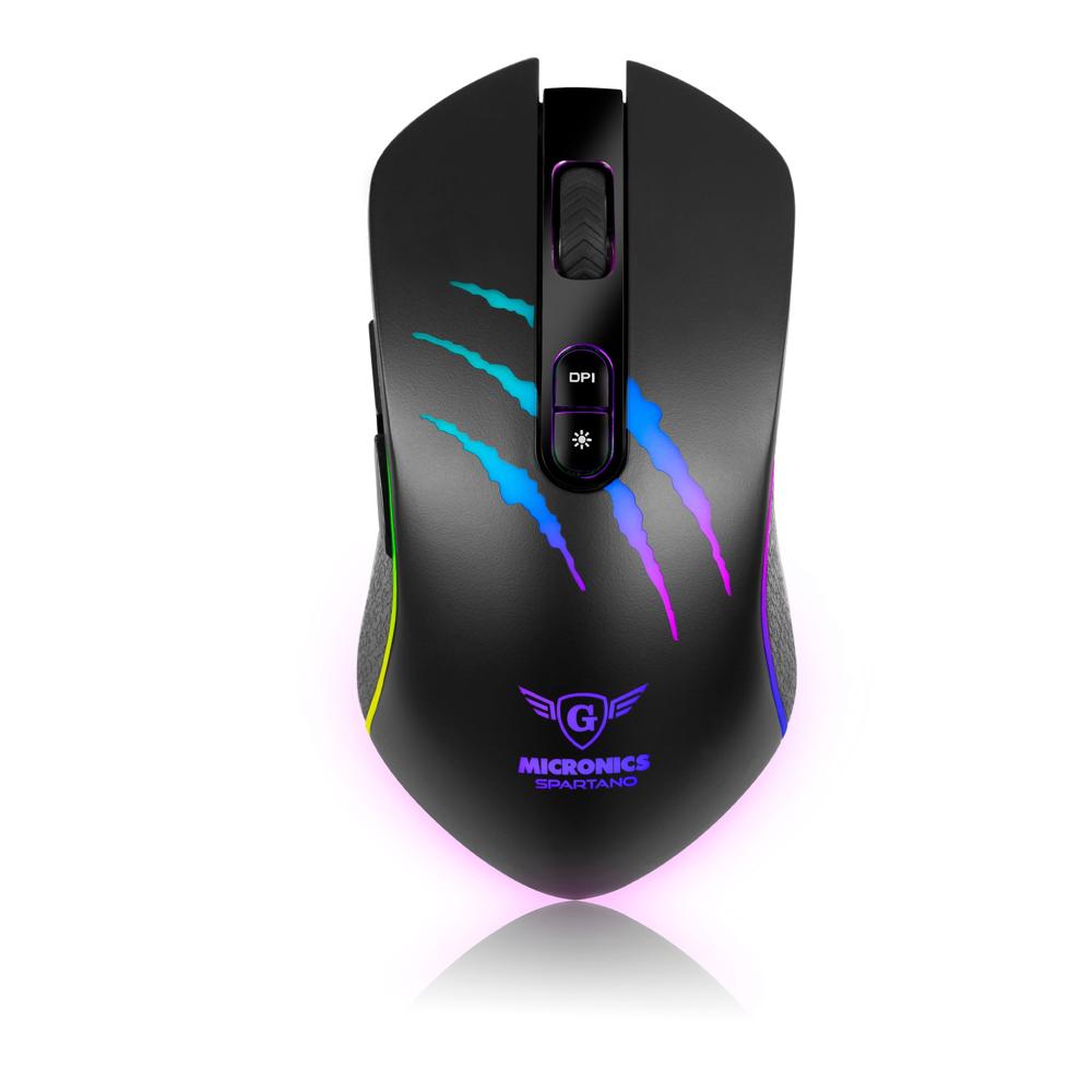 MOUSE GAMER MICRONICS GM855 SPARTANO RGB 7BOT, 6400DPI
