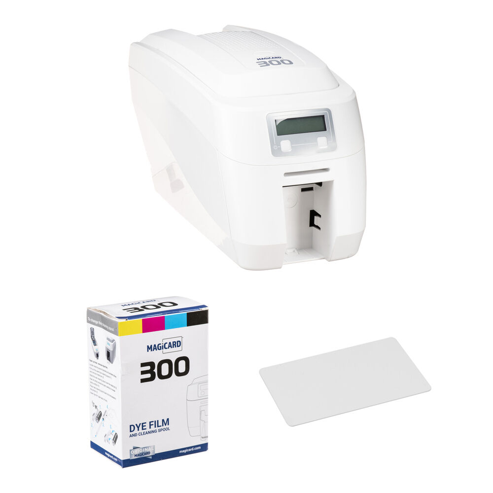 Magicard 300 Duo Double-Sided ID Card Printer Kit with 300-Shot Color Film & 500 PVC Cards