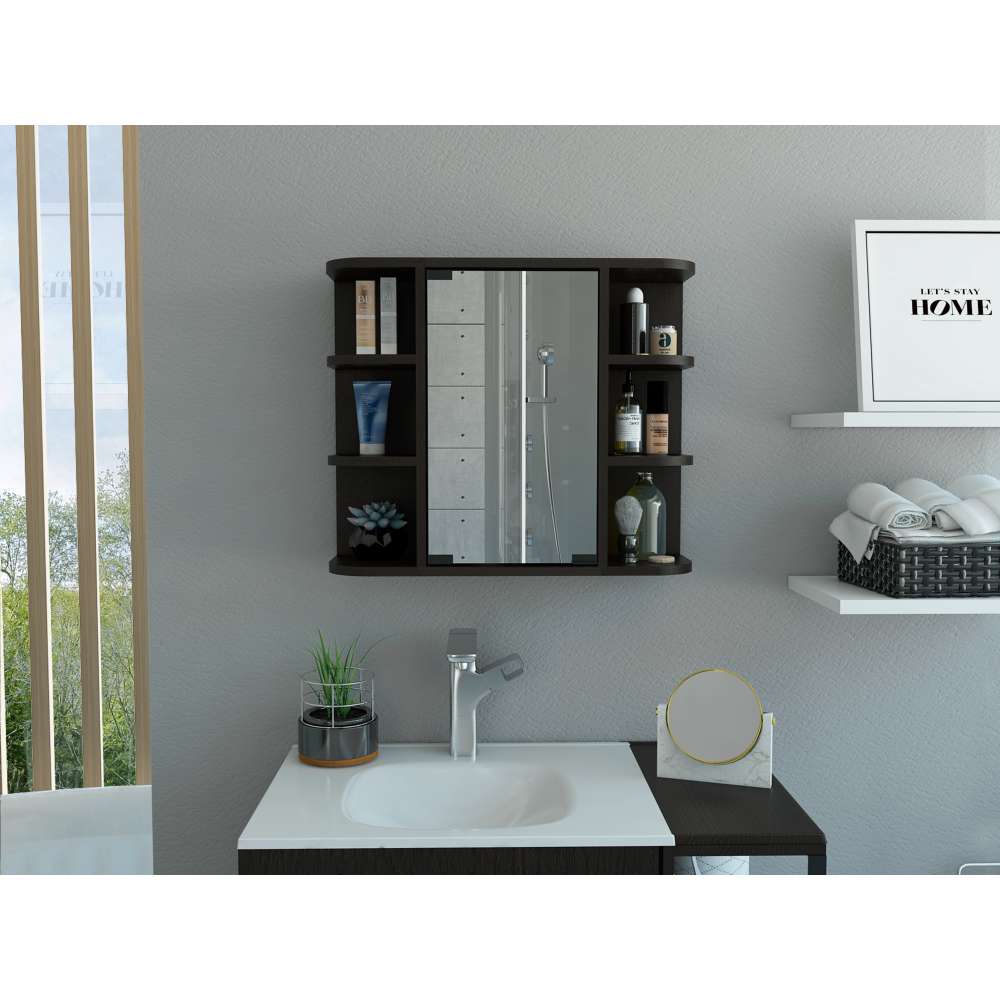 Gabinete Mueble de Baño Enara Wengue 1 Puerta y Espejo R&R MUEBLES