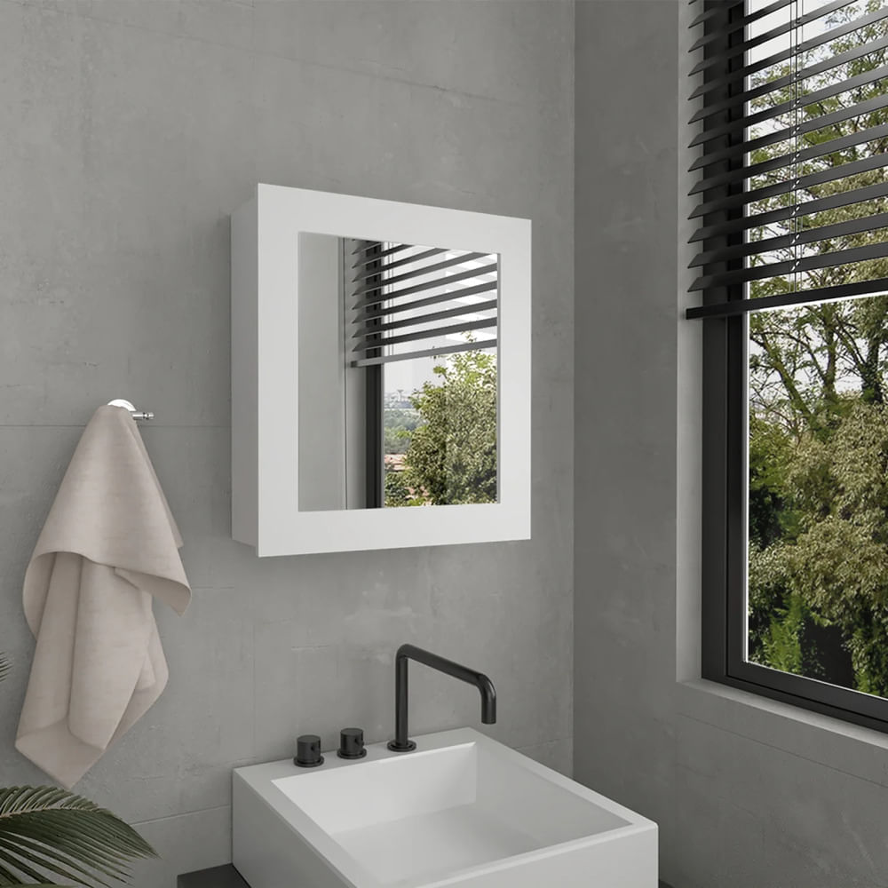 Gabinete Mueble de Baño Gala Blanco 1 Puerta y Espejo R&R MUEBLES