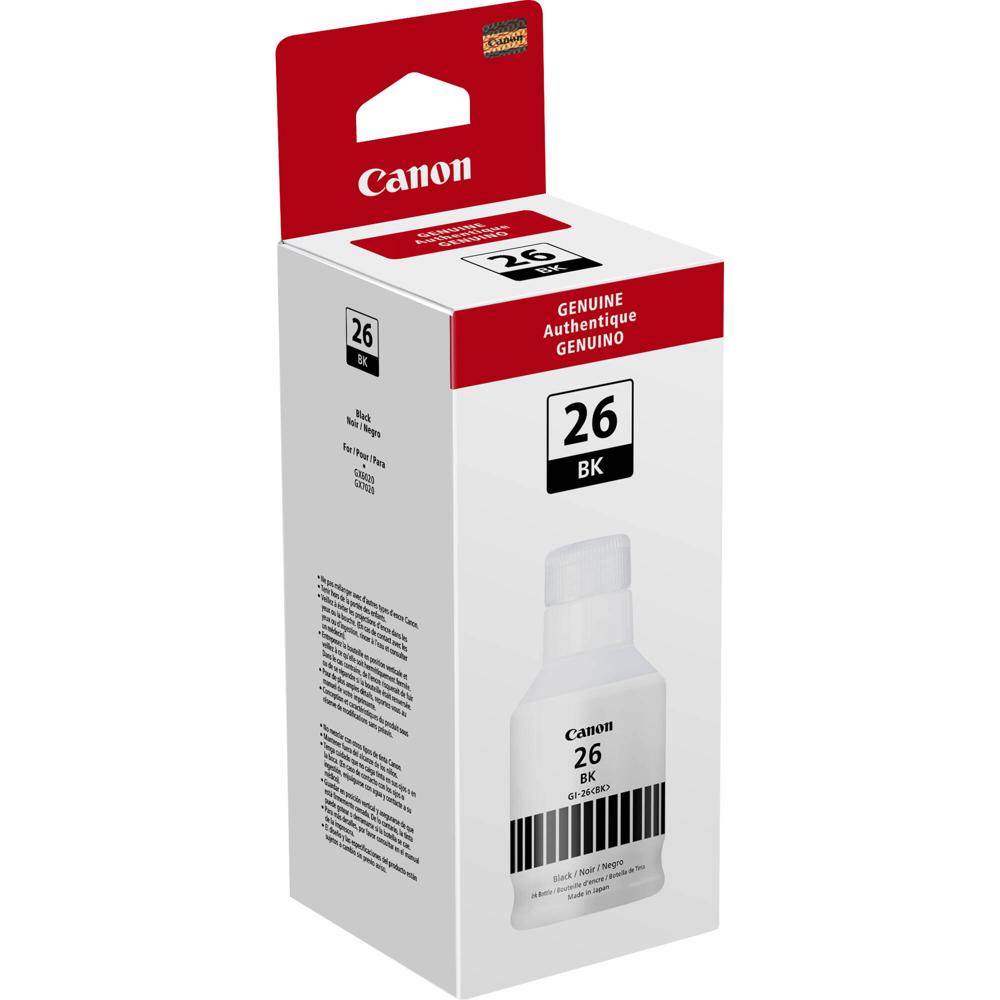 Tinta Negra Canon GI-26 para Impresoras MAXIFY 6020 y 7020 - Tinta Pigmentada con Forma Especializad